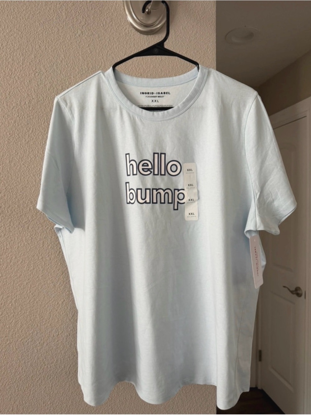 Ingrid & Isabel Pale Blue 'hello bump' Maternity Tee